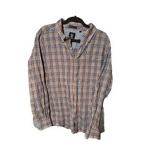 NWOT OLEFANT CASUAL BUTTON DOWN SHIRT SIZE LARGE FUNKY PATTERNED CUFF 🐘💚💙